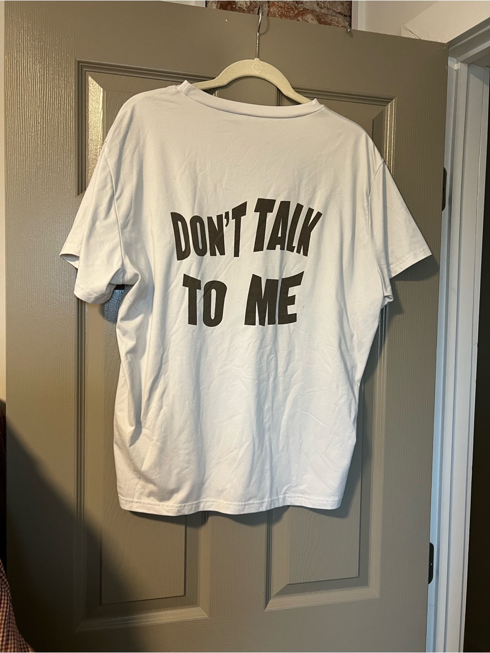 SHEIN White Graphic Tee with Black Slogan